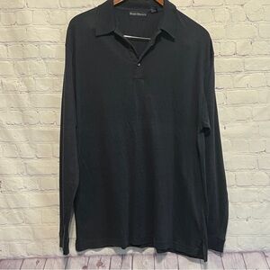 Barry Bricken Men’s Large Polo Shirt Silk Blend Long Sleeve Lightweight